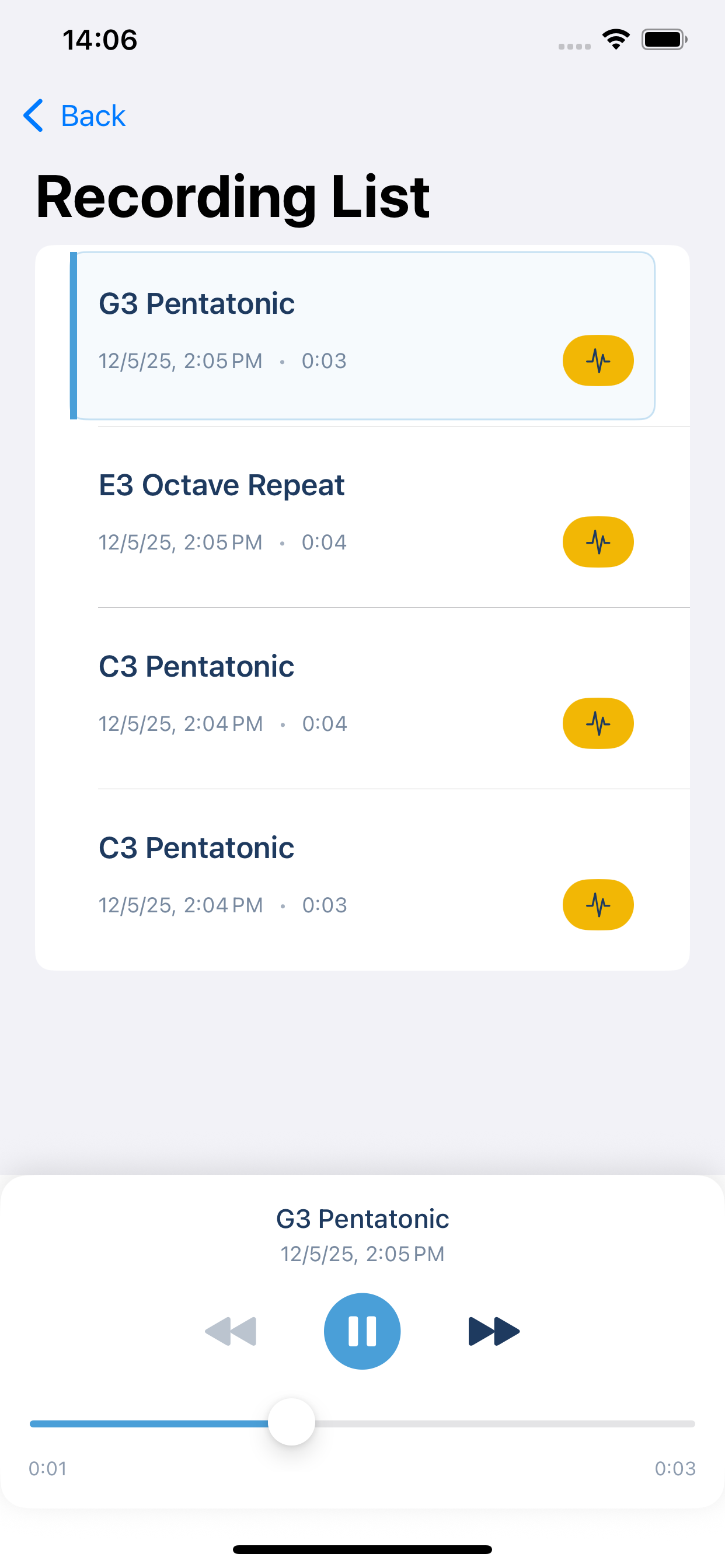 Recording list playback